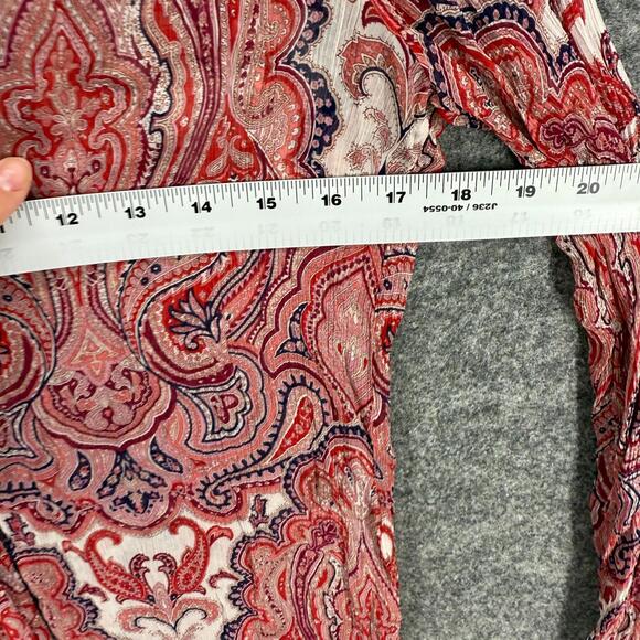 Lucky Brand Blouse Women S Small Pink Geometric V-Neck Long Sleeve Casual - Picture 4 of 6